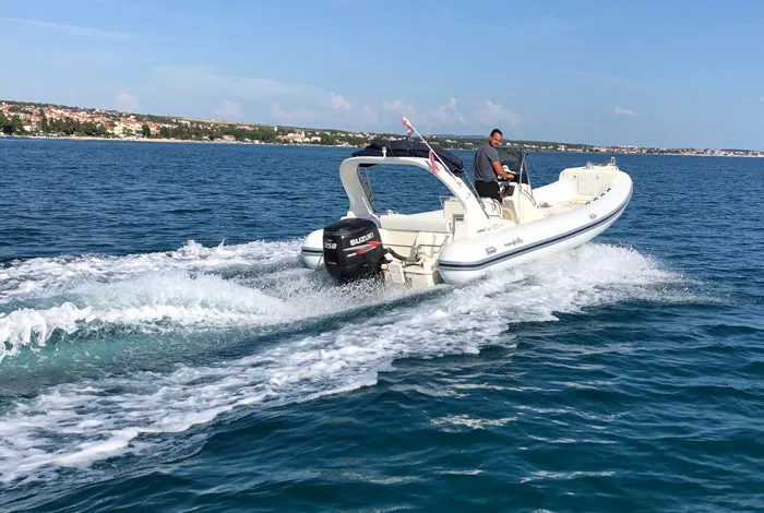 Exterior view of King 720, a Nuova Jolly Marine King 720 Extreme RIB at Biograd na Moru, Croatia