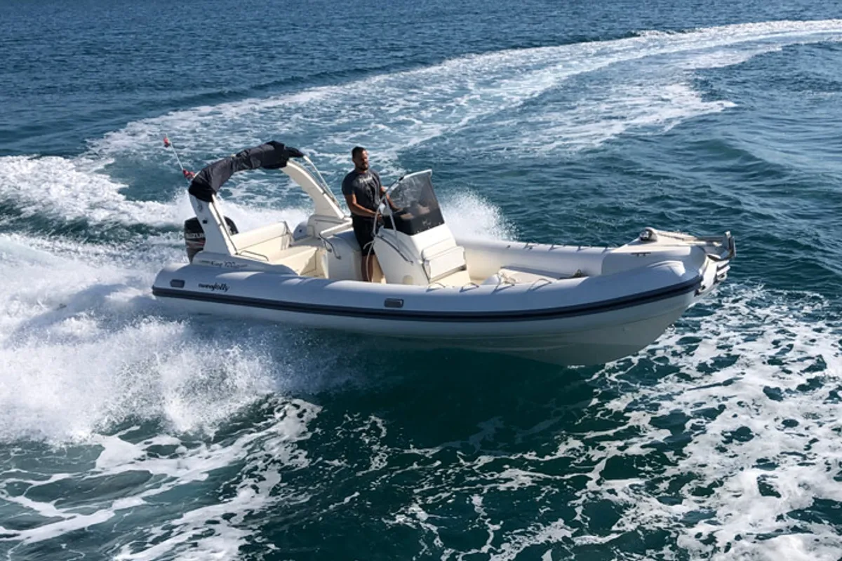 Exterior view of King 720, a Nuova Jolly Marine King 720 Extreme RIB at Biograd na Moru, Croatia