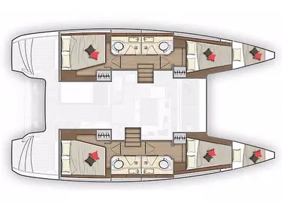Floor plan of Ocean King, a Lagoon 40 catamaran at Athens, Greece