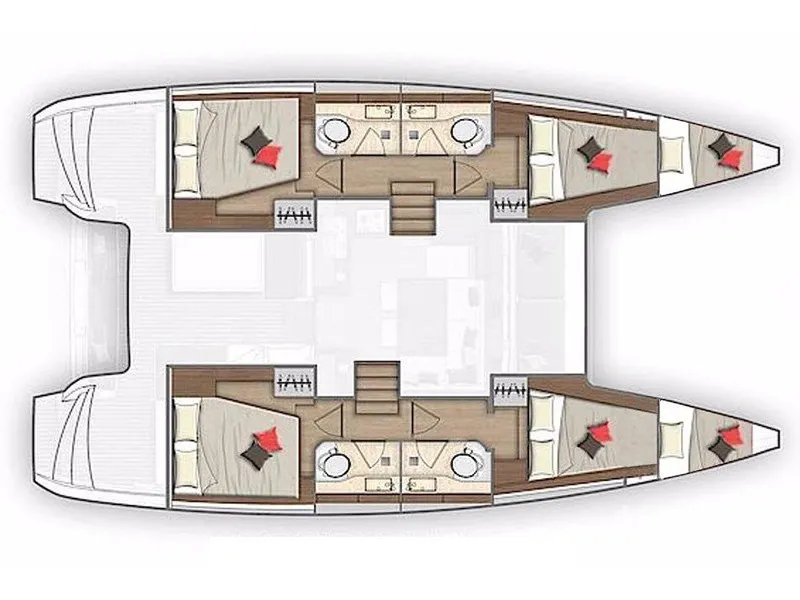 Floor plan of Ocean King, a Lagoon 40 catamaran at Athens, Greece