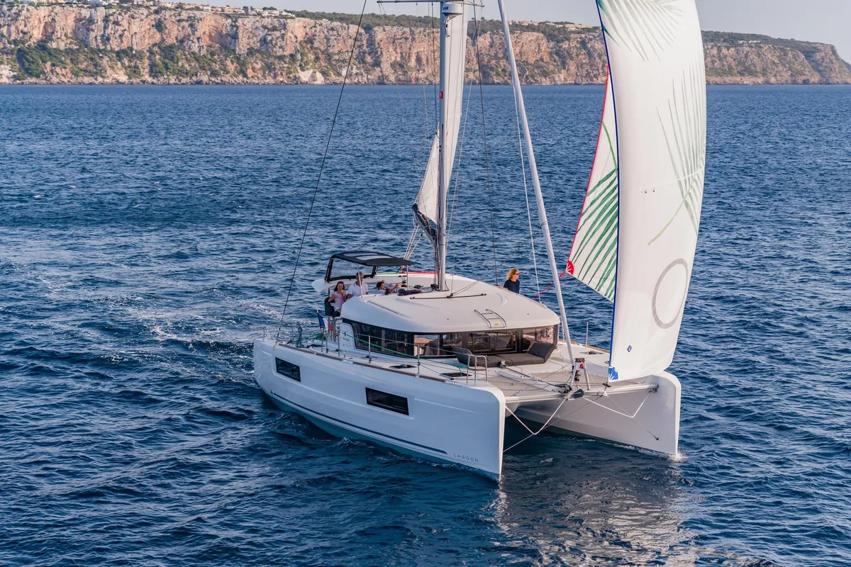 Exterior view of Ocean King, a Lagoon 40 catamaran at Athens, Greece