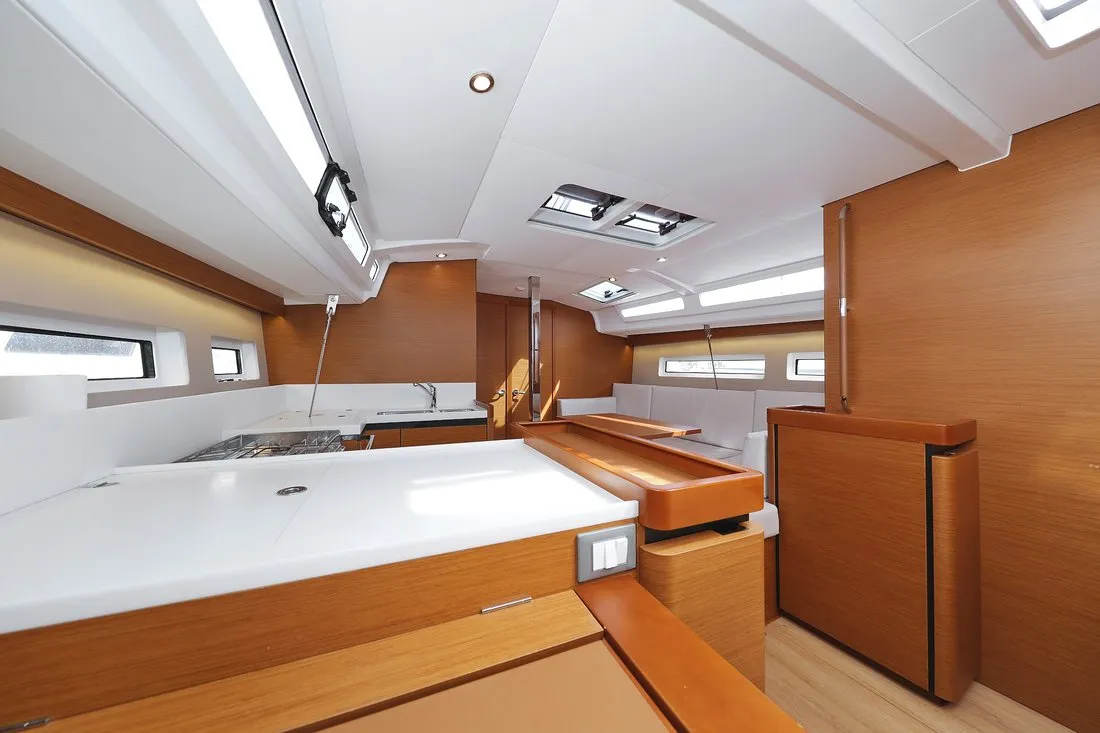 Galley of Waka, a Jeanneau Sun Odyssey 440 sailboat at Grad Biograd na Moru, Croatia