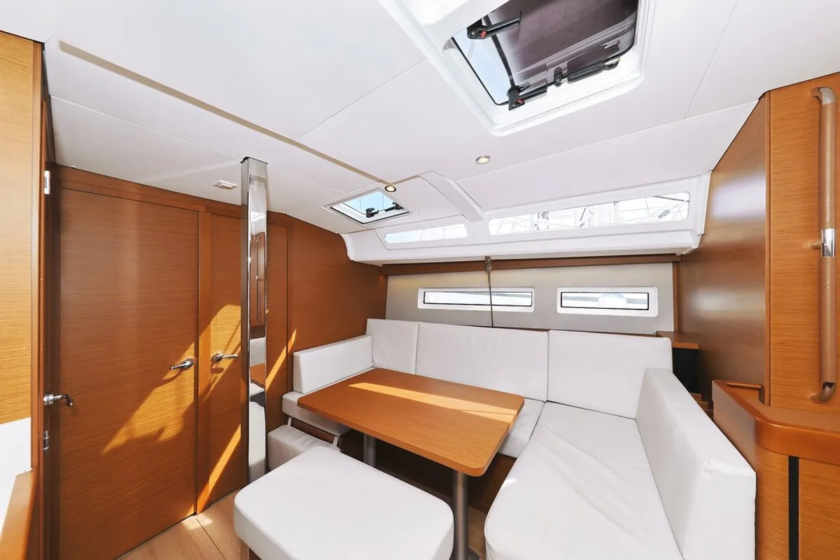 Salon of Waka, a Jeanneau Sun Odyssey 440 sailboat at Grad Biograd na Moru, Croatia