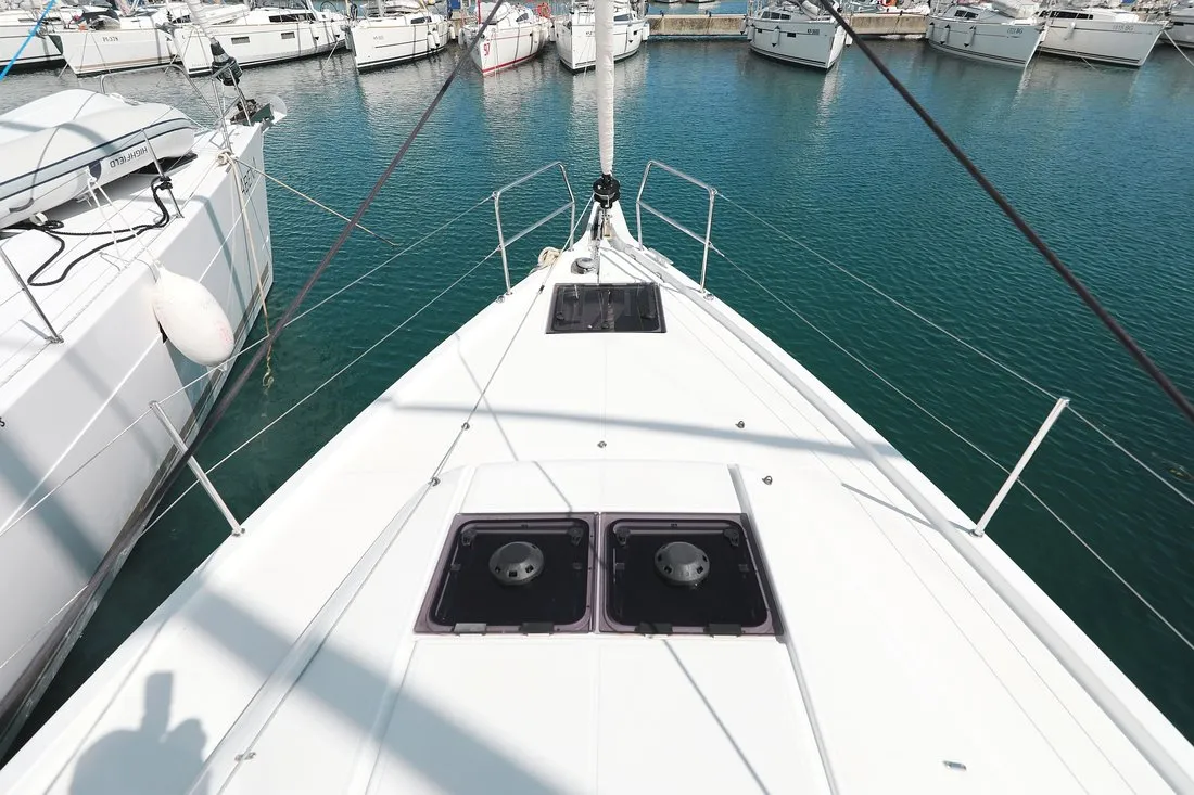 Deck of Waka, a Jeanneau Sun Odyssey 440 sailboat at Grad Biograd na Moru, Croatia