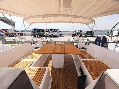 Deck of Waka, a Jeanneau Sun Odyssey 440 sailboat at Grad Biograd na Moru, Croatia
