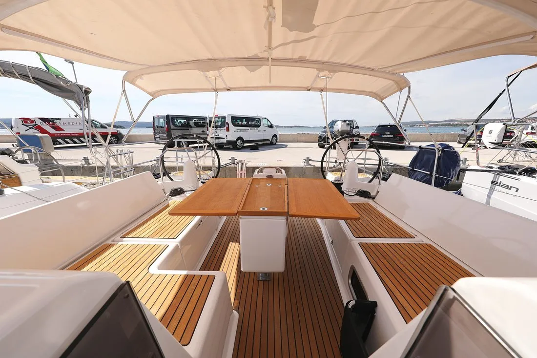 Deck of Waka, a Jeanneau Sun Odyssey 440 sailboat at Grad Biograd na Moru, Croatia