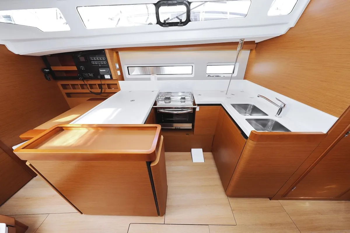 Galley of Waka, a Jeanneau Sun Odyssey 440 sailboat at Grad Biograd na Moru, Croatia