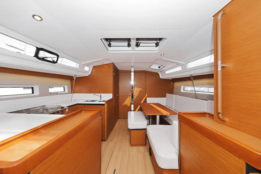 Salon of Waka, a Jeanneau Sun Odyssey 440 sailboat at Grad Biograd na Moru, Croatia