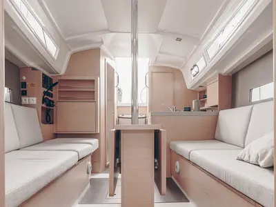 Salon of Peanut, a Beneteau Oceanis 30.1 sailboat at Road Town, British Virgin Islands