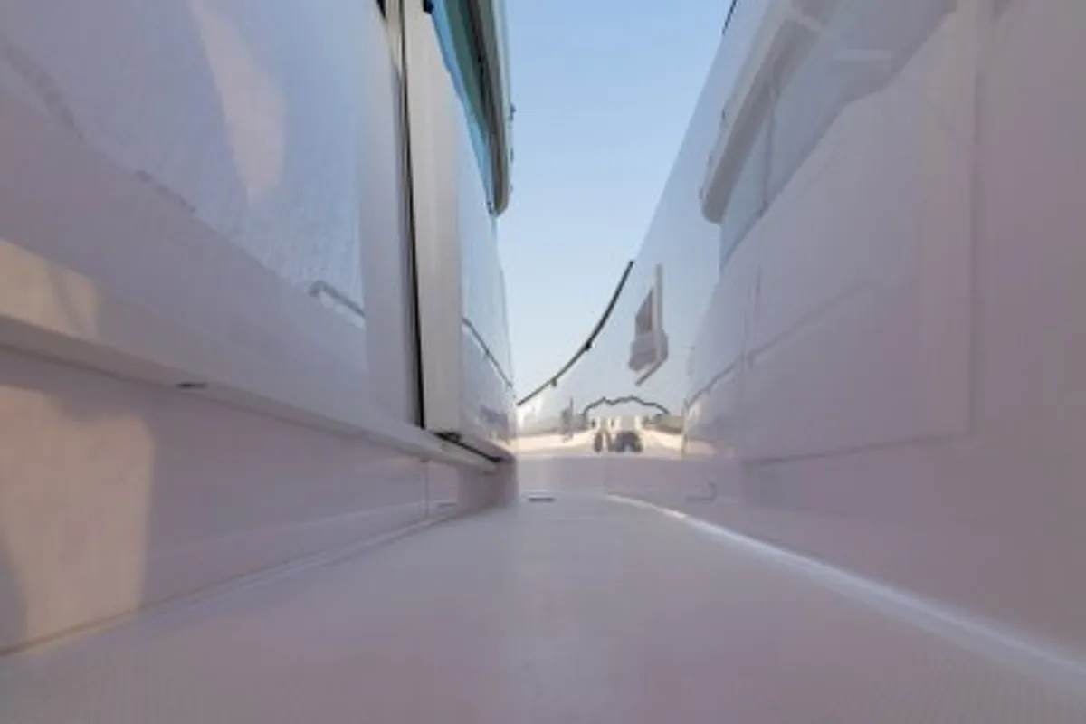 Deck of MY CHARACTER, a Axopar 37 XC Cross Cabin motorboat at Kalyvia Thorikou Municipal Unit, Greece