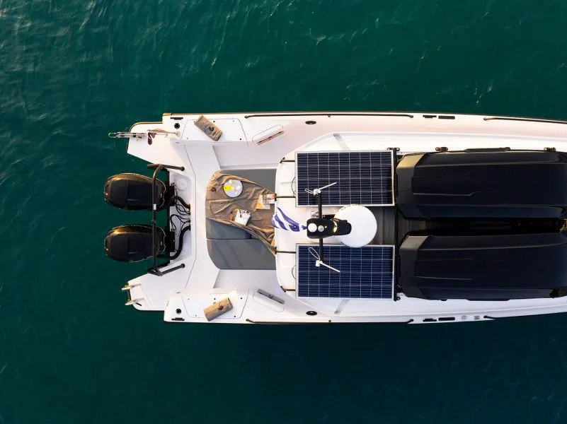 Exterior view of MY CHARACTER, a Axopar 37 XC Cross Cabin motorboat at Kalyvia Thorikou Municipal Unit, Greece