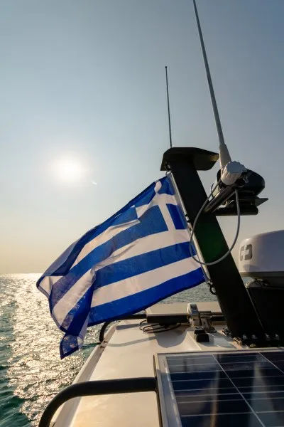 MY CHARACTER, a Axopar 37 XC Cross Cabin motorboat at Kalyvia Thorikou Municipal Unit, Greece