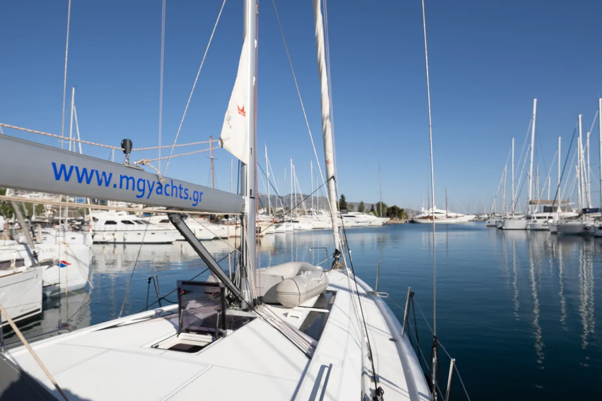 Deck of Mary Too, a Beneteau Oceanis 46.1 sailboat at Athens, Greece