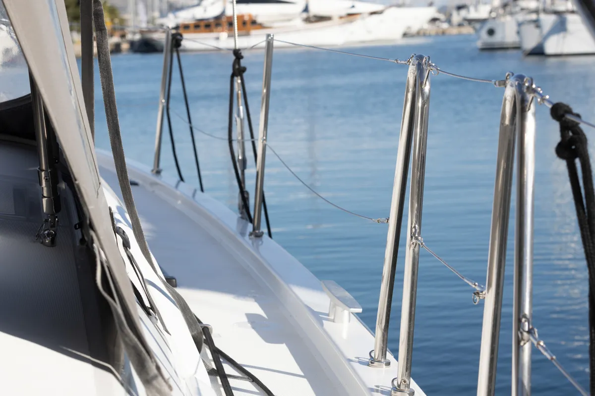 Exterior view of Mary Too, a Beneteau Oceanis 46.1 sailboat at Athens, Greece