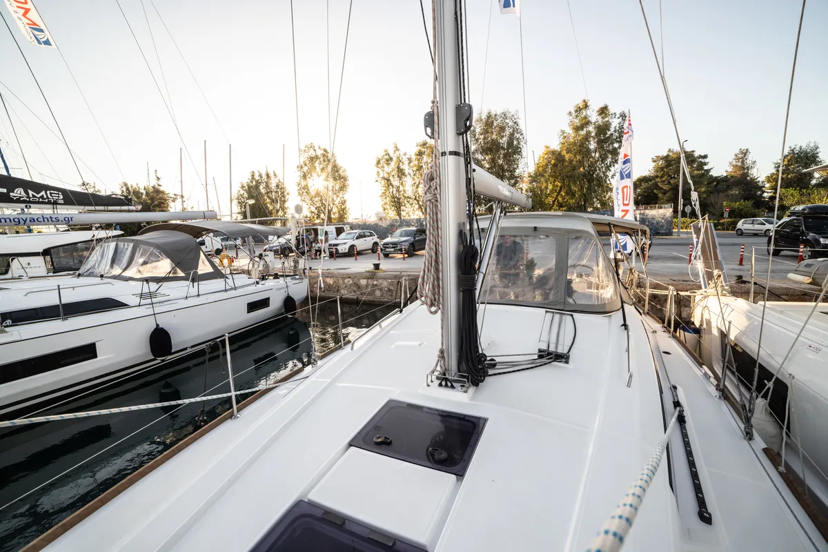 Deck of Mary Too, a Beneteau Oceanis 46.1 sailboat at Athens, Greece