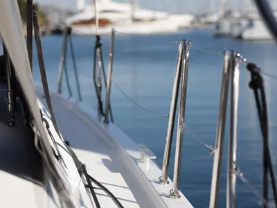 Deck of Mary Too, a Beneteau Oceanis 46.1 sailboat at Athens, Greece
