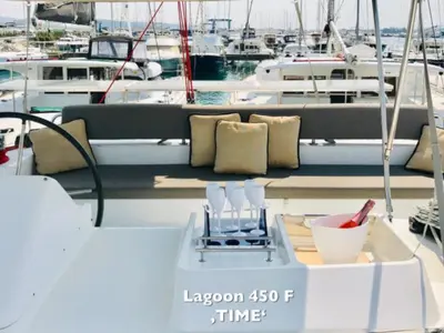 Deck of TIME , a Lagoon 450 catamaran at Općina Sukošan, Croatia