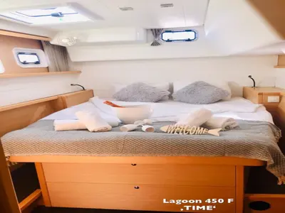 Cockpit of TIME , a Lagoon 450 catamaran at Općina Sukošan, Croatia