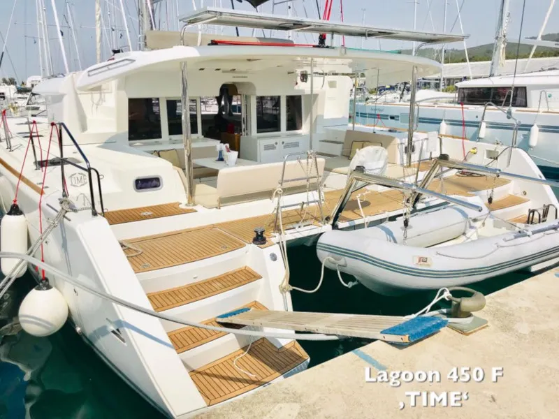 Deck of TIME , a Lagoon 450 catamaran at Općina Sukošan, Croatia