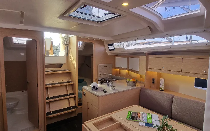 Galley of Skyline, a Dufour 37 sailboat at Vallauris, France