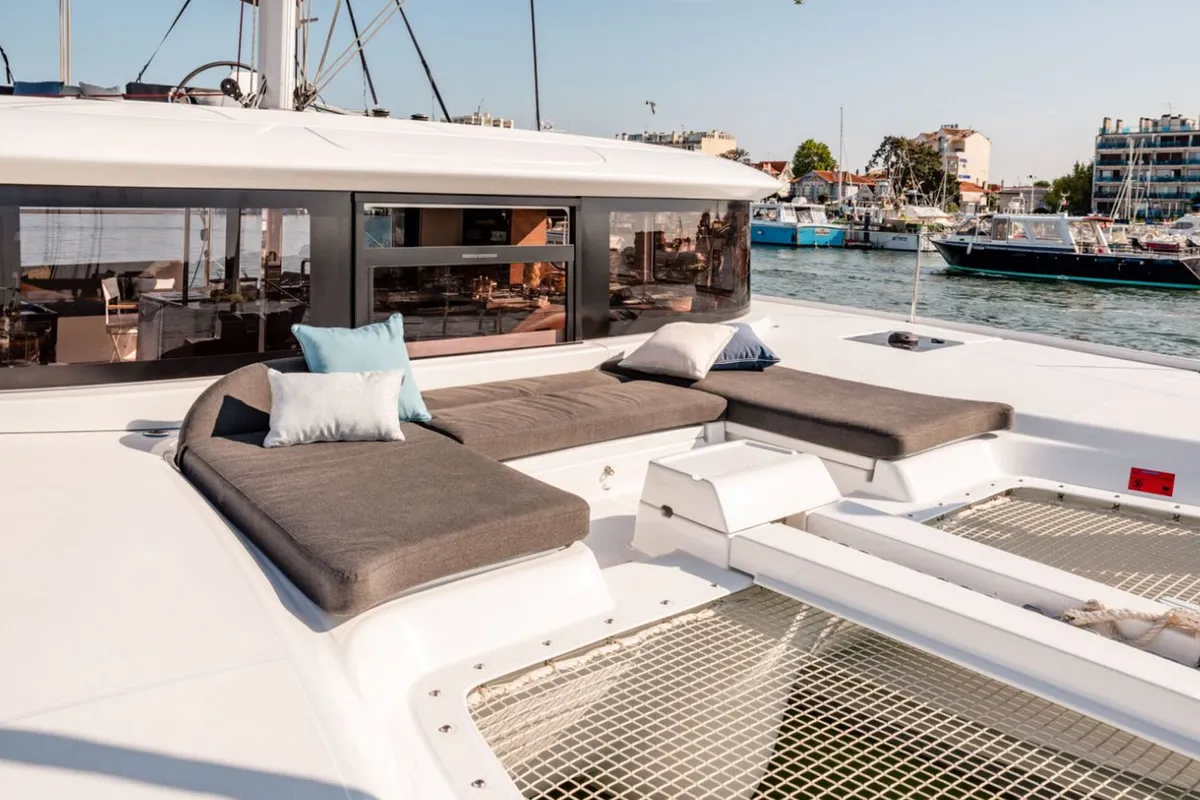 Deck of Silver Elli, a Lagoon 46 catamaran at Pointe-à-Pitre, France