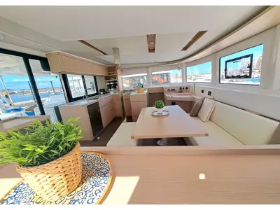 Salon of Silver Elli, a Lagoon 46 catamaran at Pointe-à-Pitre, France