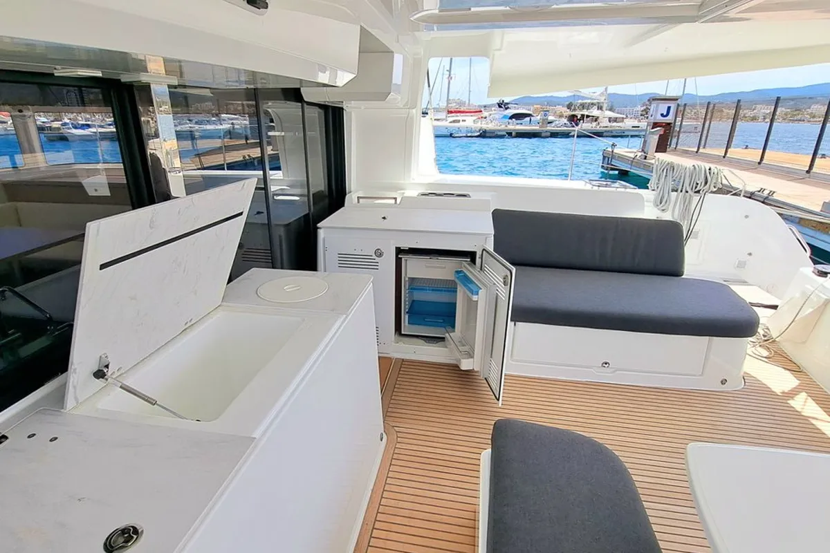 Deck of Silver Elli, a Lagoon 46 catamaran at Pointe-à-Pitre, France
