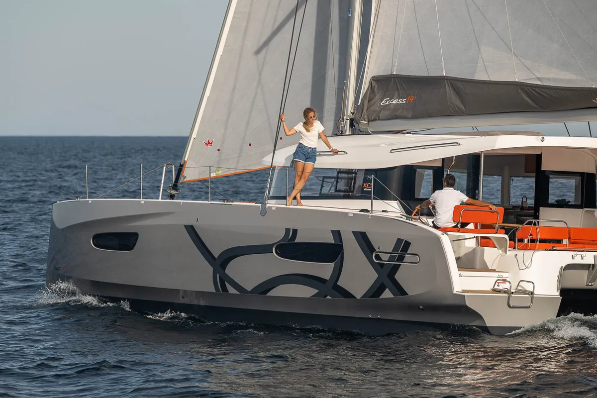 Exterior view of Gladis, a Excess 14 catamaran at Zadar, Croatia