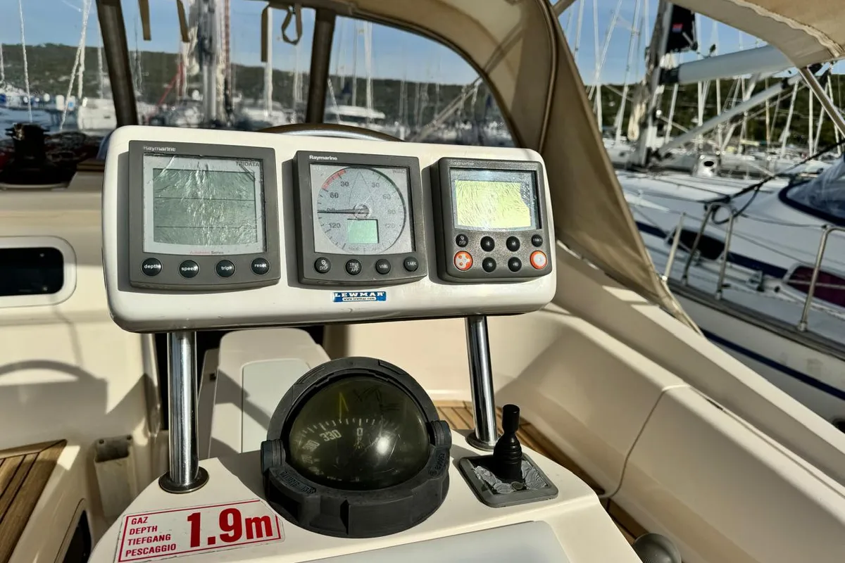 Cockpit of Sinje Sanje, a Elan 384 Impression sailboat at Punat, Croatia