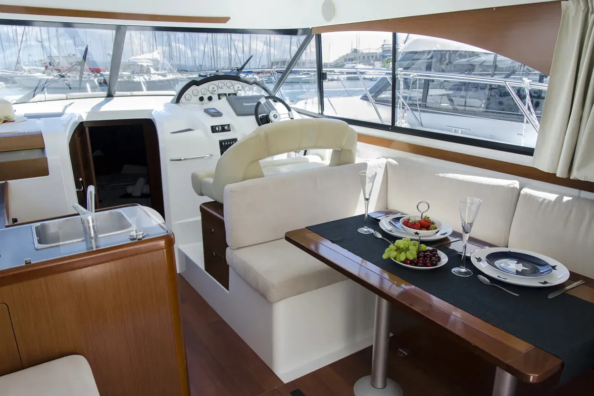 Salon of Galeb, a Beneteau Antares 36 motor yacht at Grad Novalja, Croatia