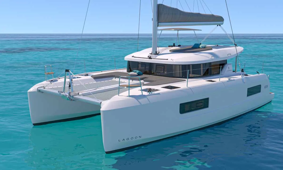 Exterior view of Marica, a Lagoon 38 catamaran at Grad Šibenik, Croatia