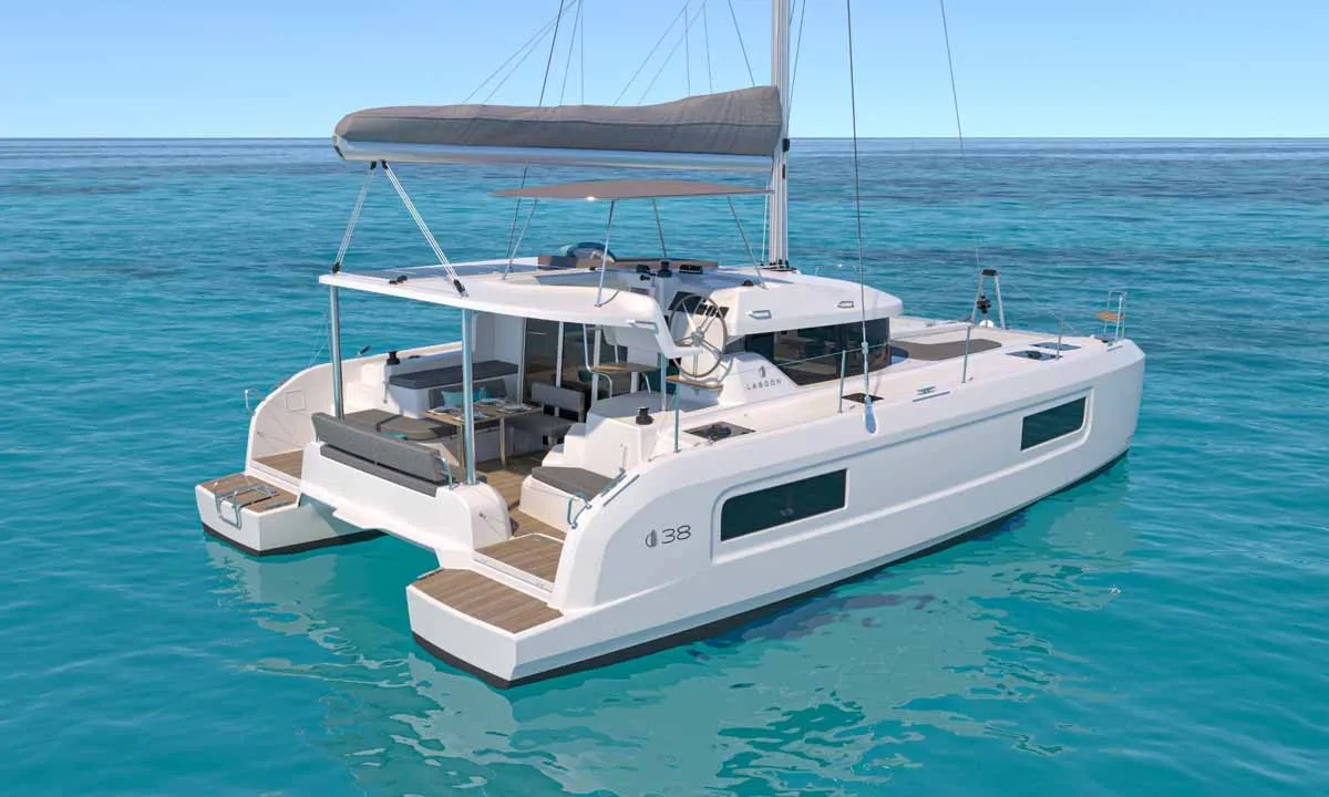 Exterior view of Marica, a Lagoon 38 catamaran at Grad Šibenik, Croatia