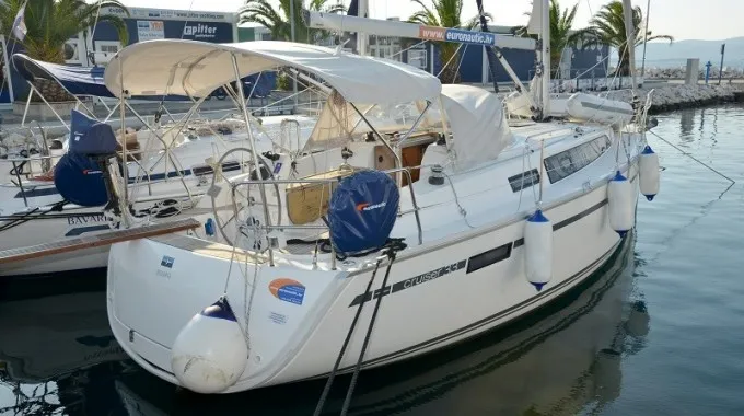 Exterior view of Ami, a Bavaria Cruiser 33 sailboat at Pirovac, Croatia