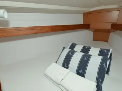 Cabin on Ami, a Bavaria Cruiser 33 sailboat at Pirovac, Croatia