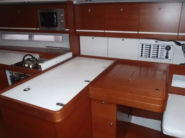 Galley of Ambiente V, a Dufour 445 Grand Large sailboat at Marmaris, Turkey
