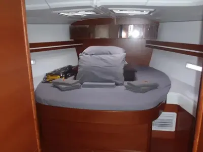 Cabin on Ambiente V, a Dufour 445 Grand Large sailboat at Marmaris, Turkey