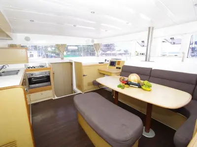 Salon of Marimar, a Lagoon 421 catamaran at Cienfuegos, Cuba