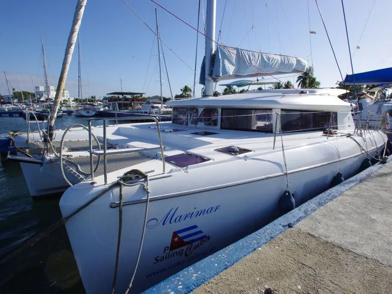 Exterior view of Marimar, a Lagoon 421 catamaran at Cienfuegos, Cuba