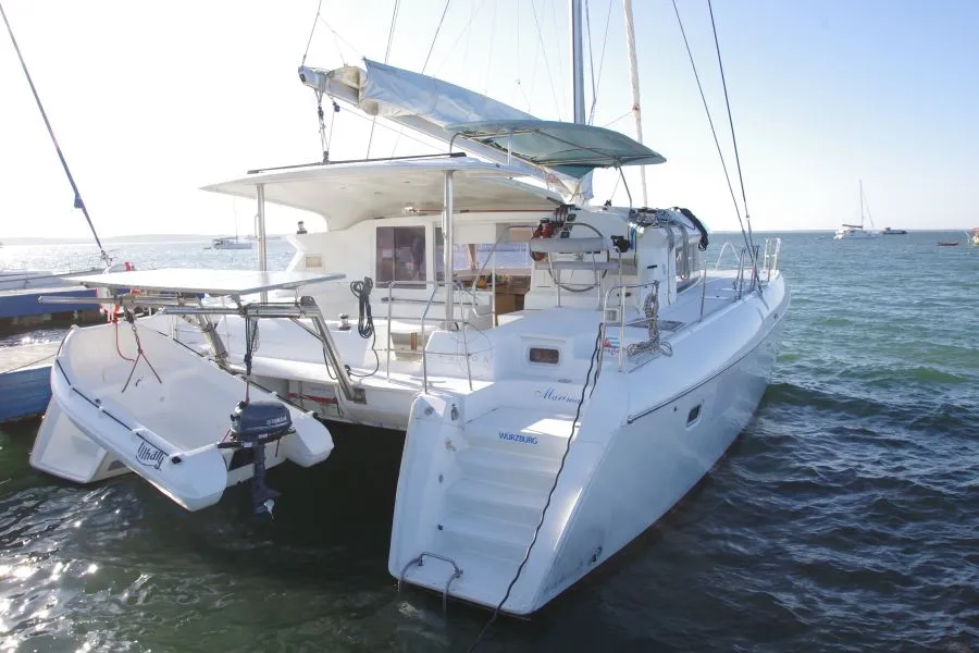 Exterior view of Marimar, a Lagoon 421 catamaran at Cienfuegos, Cuba