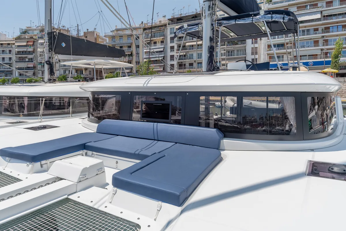 Deck of Anastasia, a Lagoon 46 catamaran at Piraeus, Greece