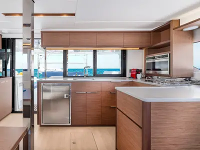 Galley of Anastasia, a Lagoon 46 catamaran at Piraeus, Greece