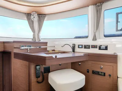 Salon of Anastasia, a Lagoon 46 catamaran at Piraeus, Greece