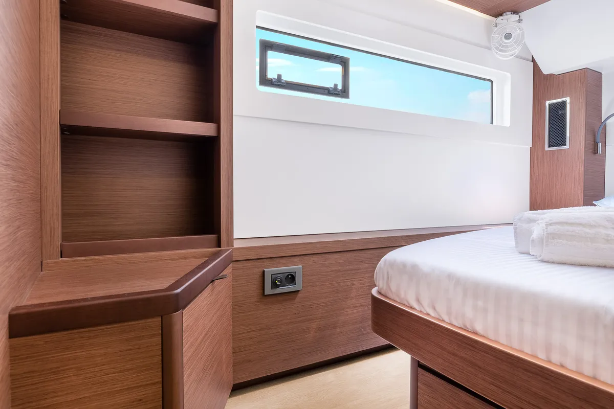 Cabin on Anastasia, a Lagoon 46 catamaran at Piraeus, Greece