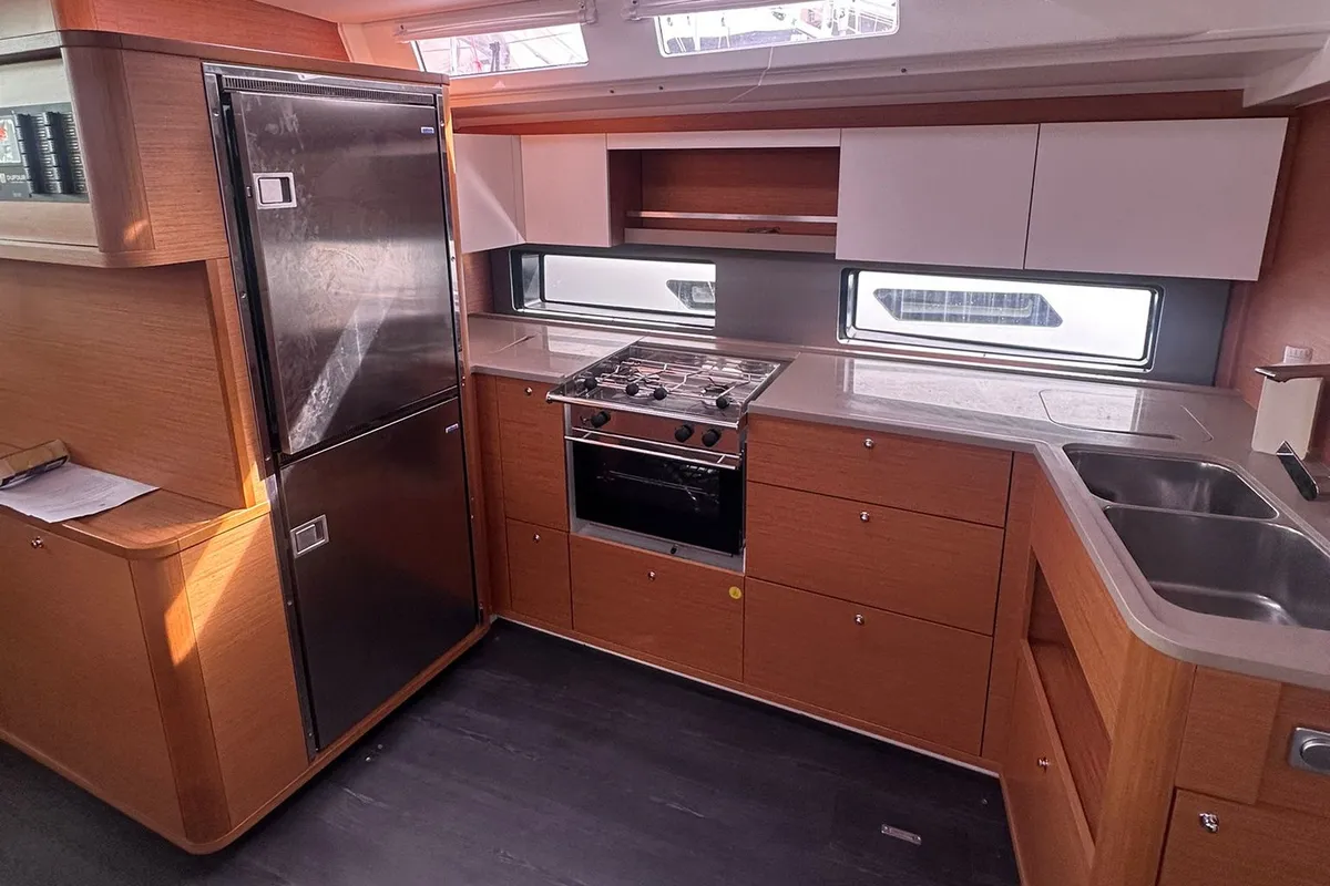 Galley of Thetis, a Dufour 48 sailboat at Procida, Italy