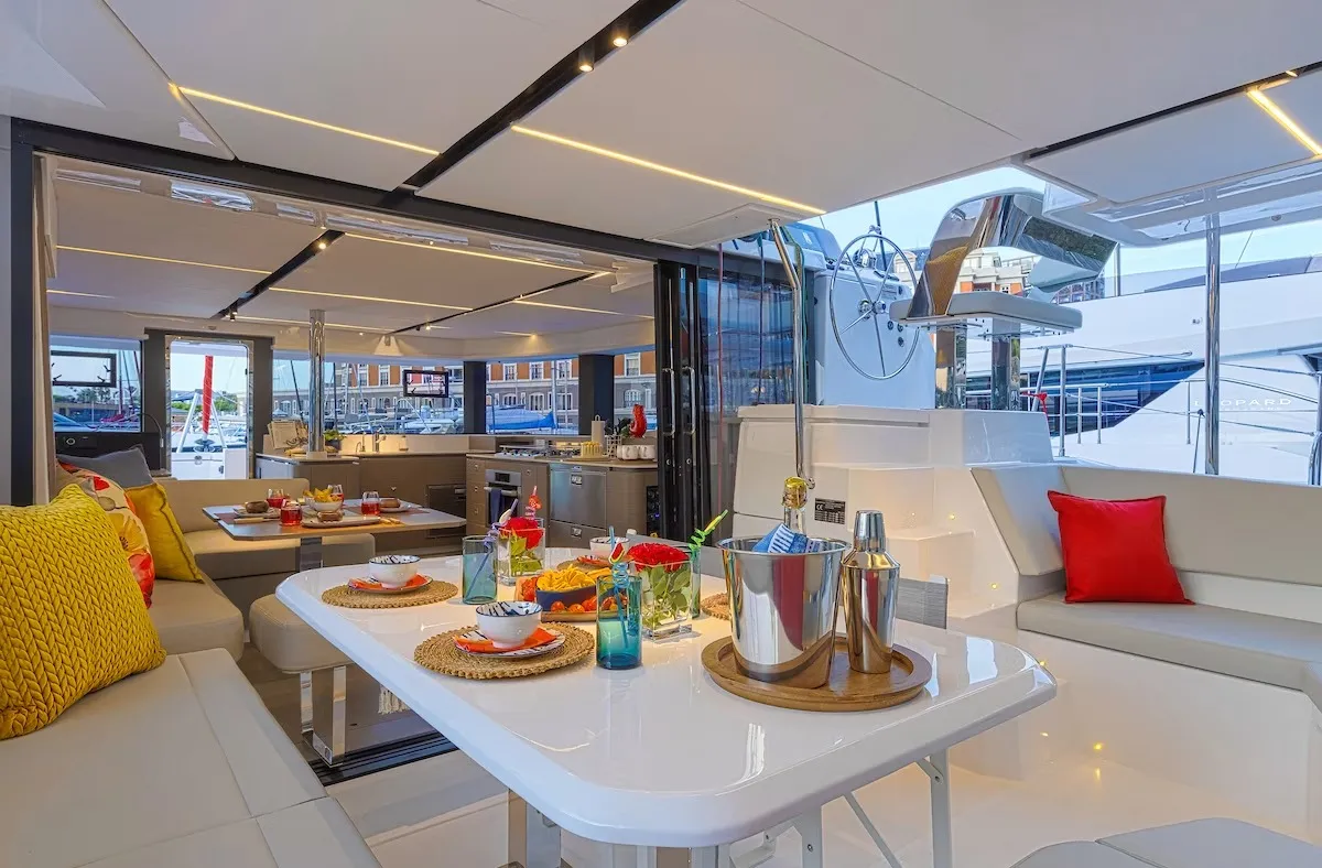 Salon of Moorings 4600 - 4 Exclusive Plus, a Leopard 46 catamaran at Placencia, Belize