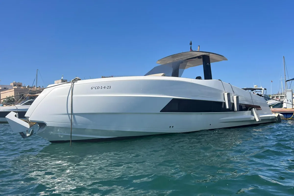 Exterior view of Pfeffer, a Gulet x-reuse motorboat at Palma de Mallorca, Spain