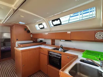 Galley of Leonidas III, a Bavaria Cruiser 51 sailboat at Athens, Greece