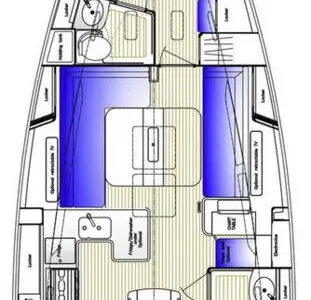Floor plan of Maguelone, a Hallberg-Rassy 400 sailboat at Heiligenhafen, Germany