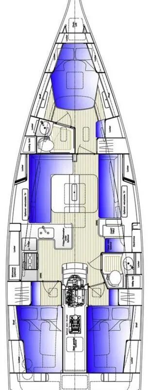Floor plan of Maguelone, a Hallberg-Rassy 400 sailboat at Heiligenhafen, Germany