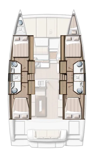 Floor plan of Pastel, a Bali 4.2 catamaran at Athens, Greece
